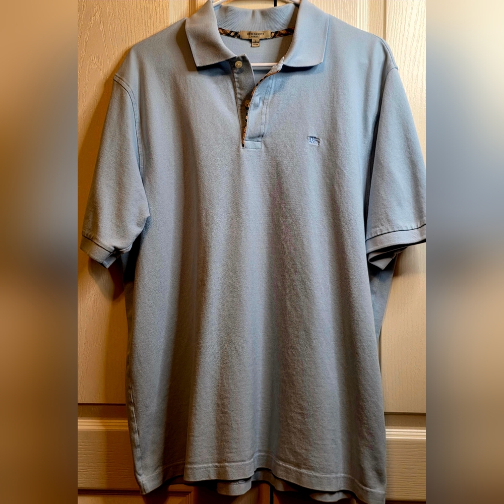 Birberry London Men's L Blueish Gray Polo Shirt